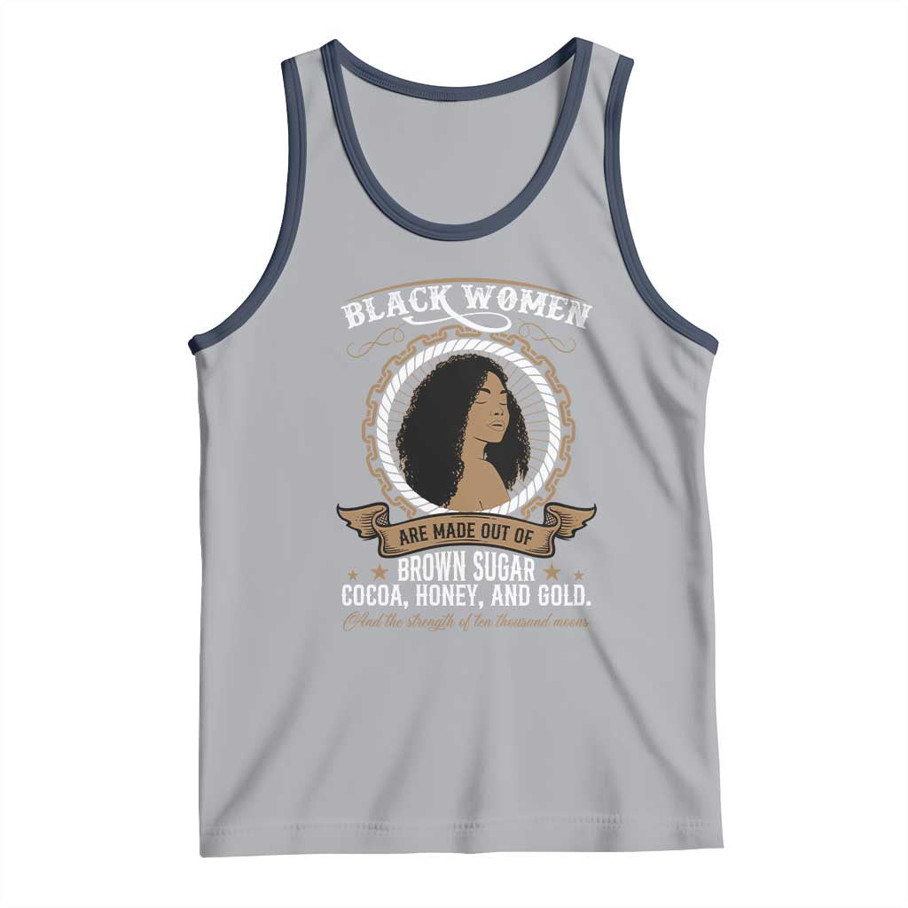 Black Women Pride Tank Top Made Out Of Brown Sugar Cocoa Honey And Gold Retro TS09 Athletic Heather Navy Print Your Wear