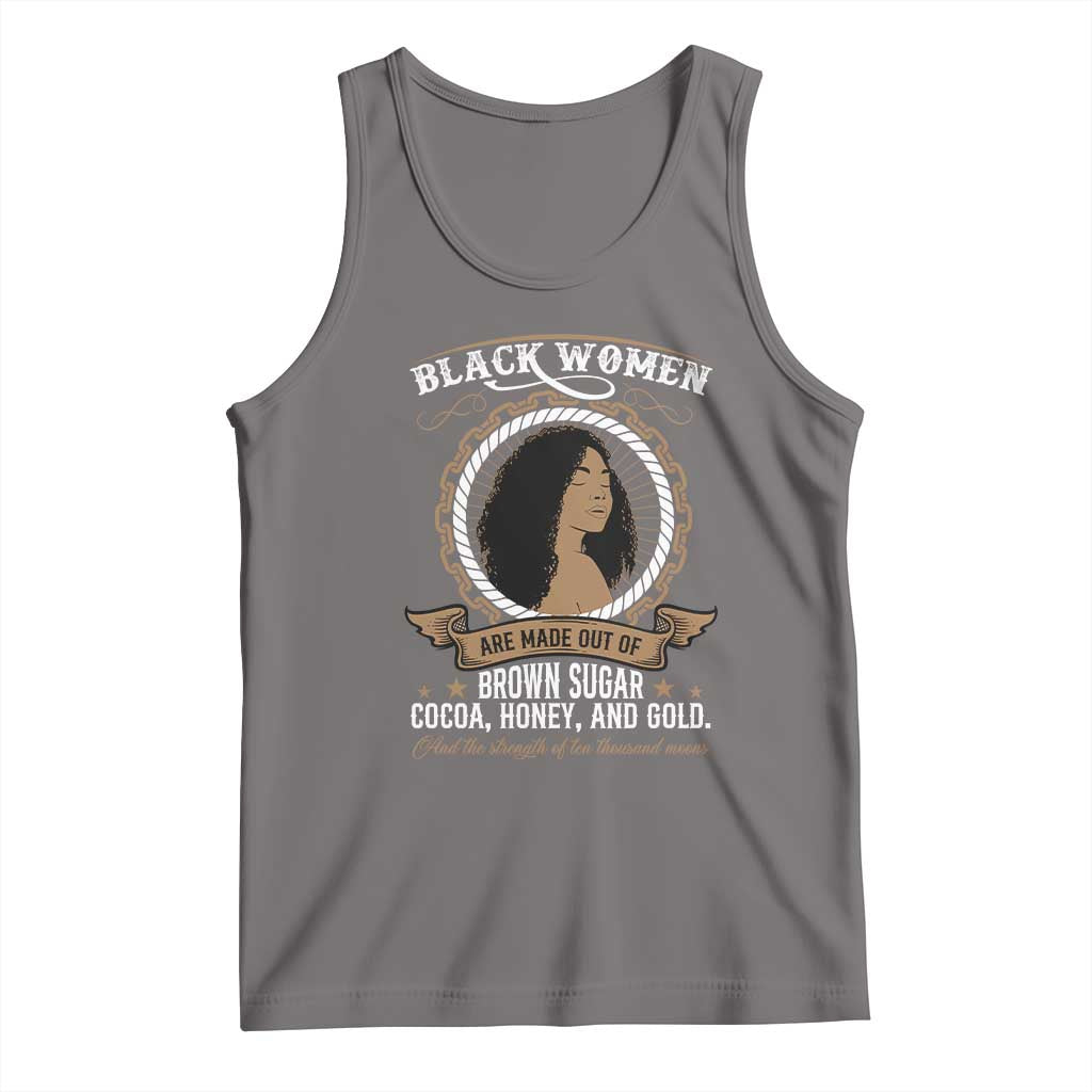 Black Women Pride Tank Top Made Out Of Brown Sugar Cocoa Honey And Gold Retro TS09 Deep Heather Print Your Wear