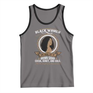 Black Women Pride Tank Top Made Out Of Brown Sugar Cocoa Honey And Gold Retro TS09 Deep Heather Black Print Your Wear