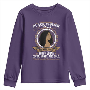 Black Women Pride Youth Sweatshirt Made Out Of Brown Sugar Cocoa Honey And Gold Retro TS09 Purple Print Your Wear