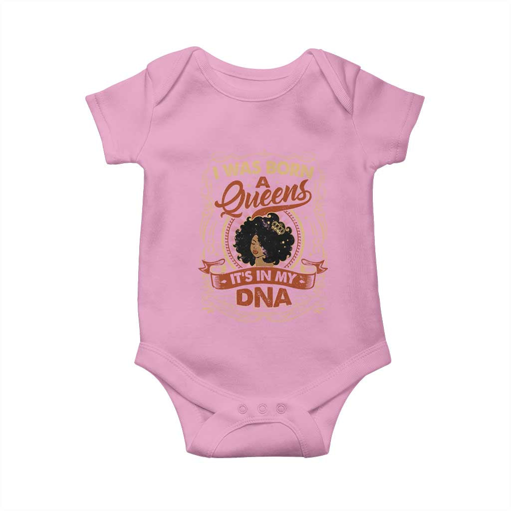 Black Women Pride Baby Onesie I Was Born A Queen It's In My DNA TS09 Light Pink Print Your Wear
