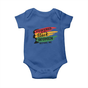 Powered By The Black Women Before Me Baby Onesie TS09 Royal Blue Print Your Wear