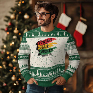 Powered By The Black Women Before Me Ugly Christmas Sweater TS09 Green Print Your Wear