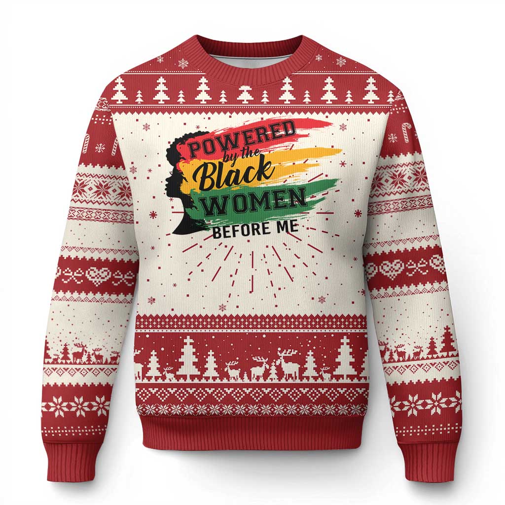 Powered By The Black Women Before Me Ugly Christmas Sweater TS09 Red Print Your Wear