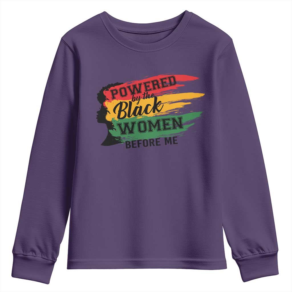 Powered By The Black Women Before Me Youth Sweatshirt TS09 Purple Print Your Wear