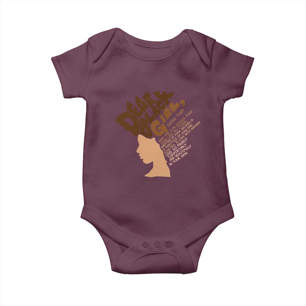 Dear Black Girl Black Women Pride Baby Onesie TS09 Maroon Print Your Wear