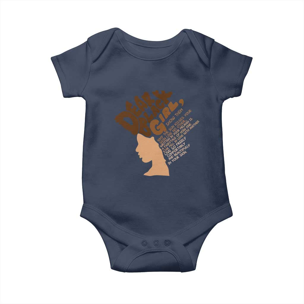 Dear Black Girl Black Women Pride Baby Onesie TS09 Navy Print Your Wear
