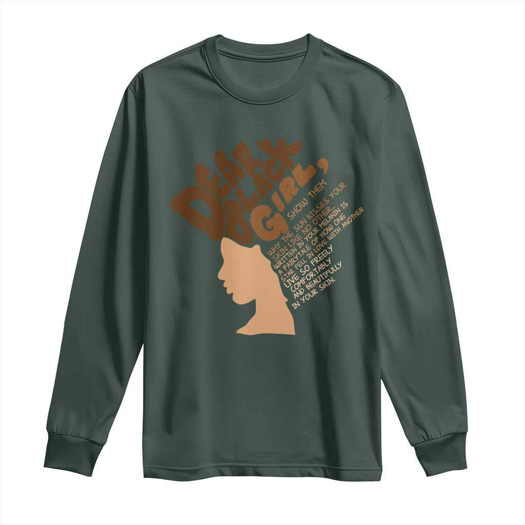 Dear Black Girl Black Women Pride Long Sleeve Shirt TS09 Dark Forest Green Print Your Wear