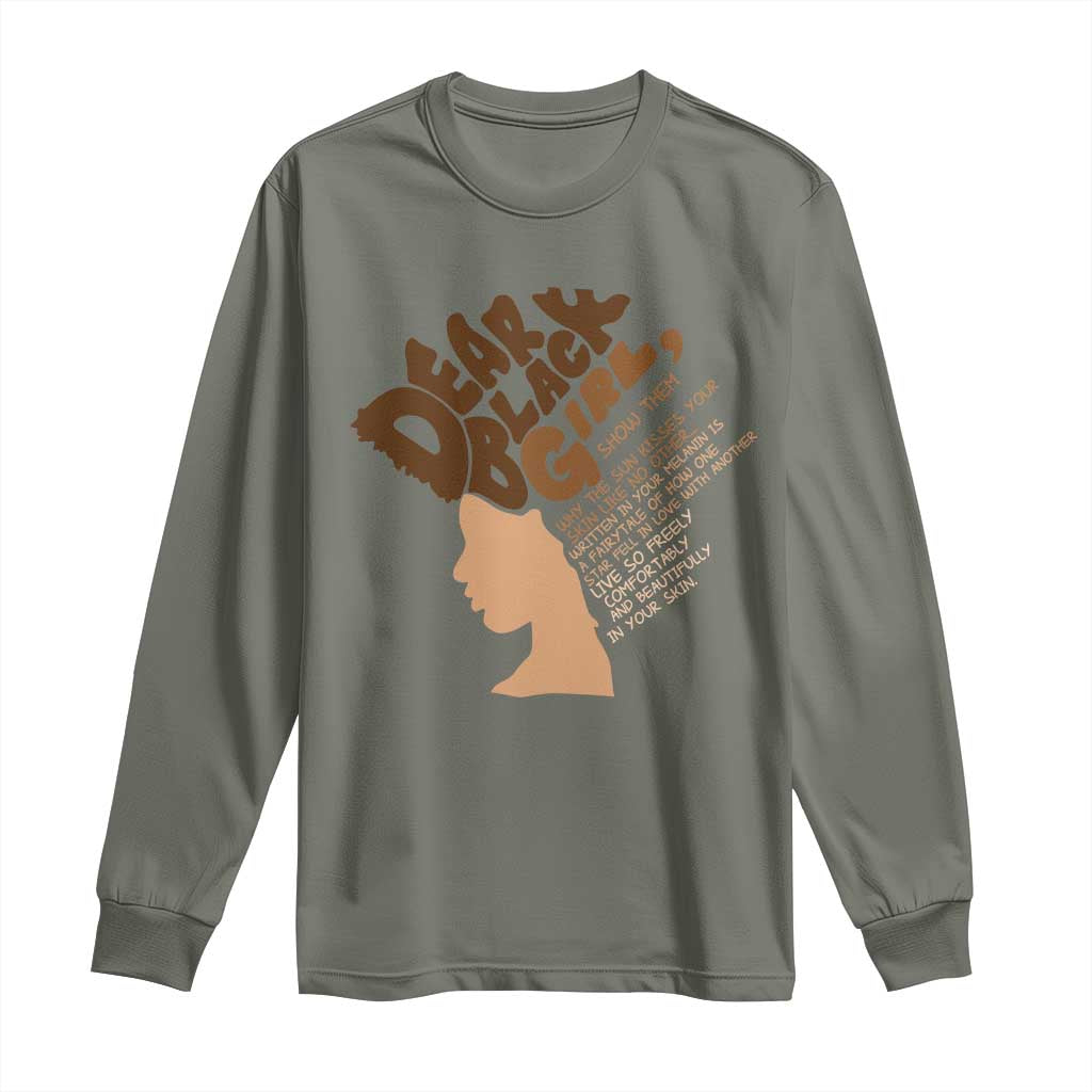 Dear Black Girl Black Women Pride Long Sleeve Shirt TS09 Military Green Print Your Wear