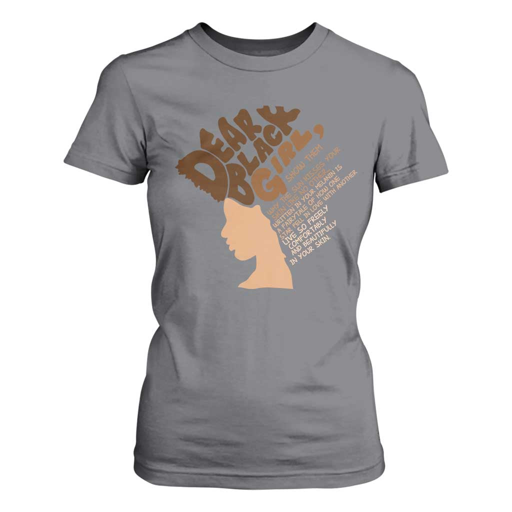 Dear Black Girl Black Women Pride T Shirt For Women TS09 Charcoal Print Your Wear