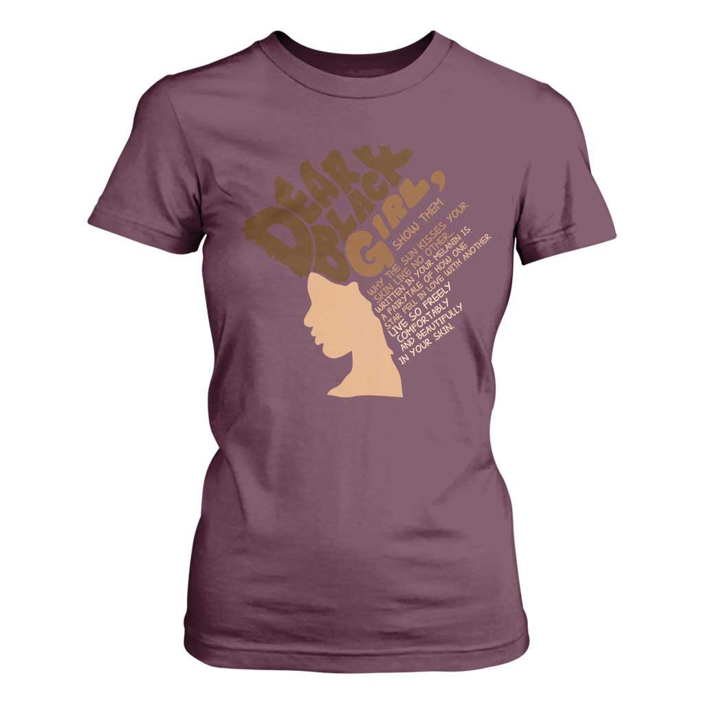 Dear Black Girl Black Women Pride T Shirt For Women TS09 Maroon Print Your Wear