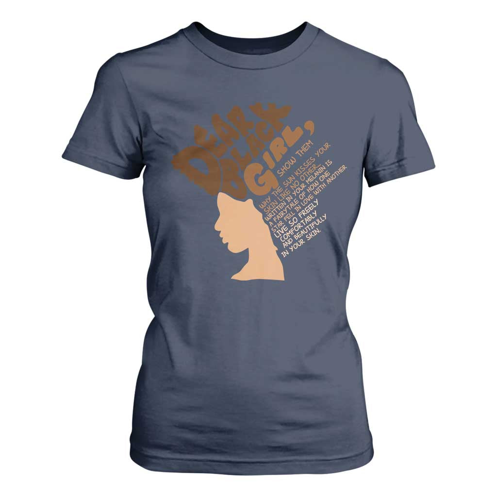 Dear Black Girl Black Women Pride T Shirt For Women TS09 Navy Print Your Wear