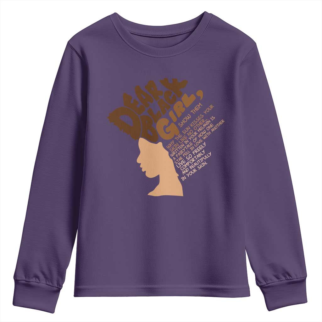 Dear Black Girl Black Women Pride Youth Sweatshirt TS09 Purple Print Your Wear