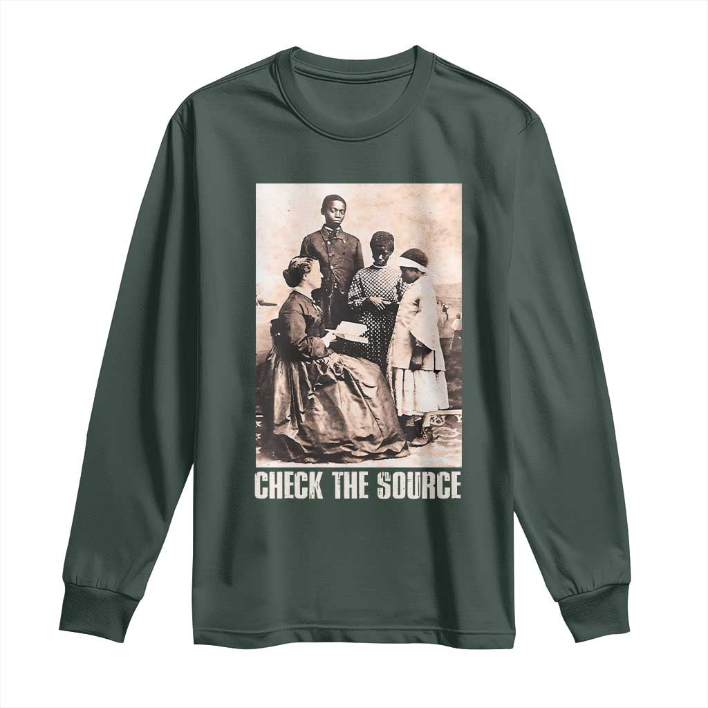 Black History Long Sleeve Shirt Check the Source African American TS09 Dark Forest Green Print Your Wear
