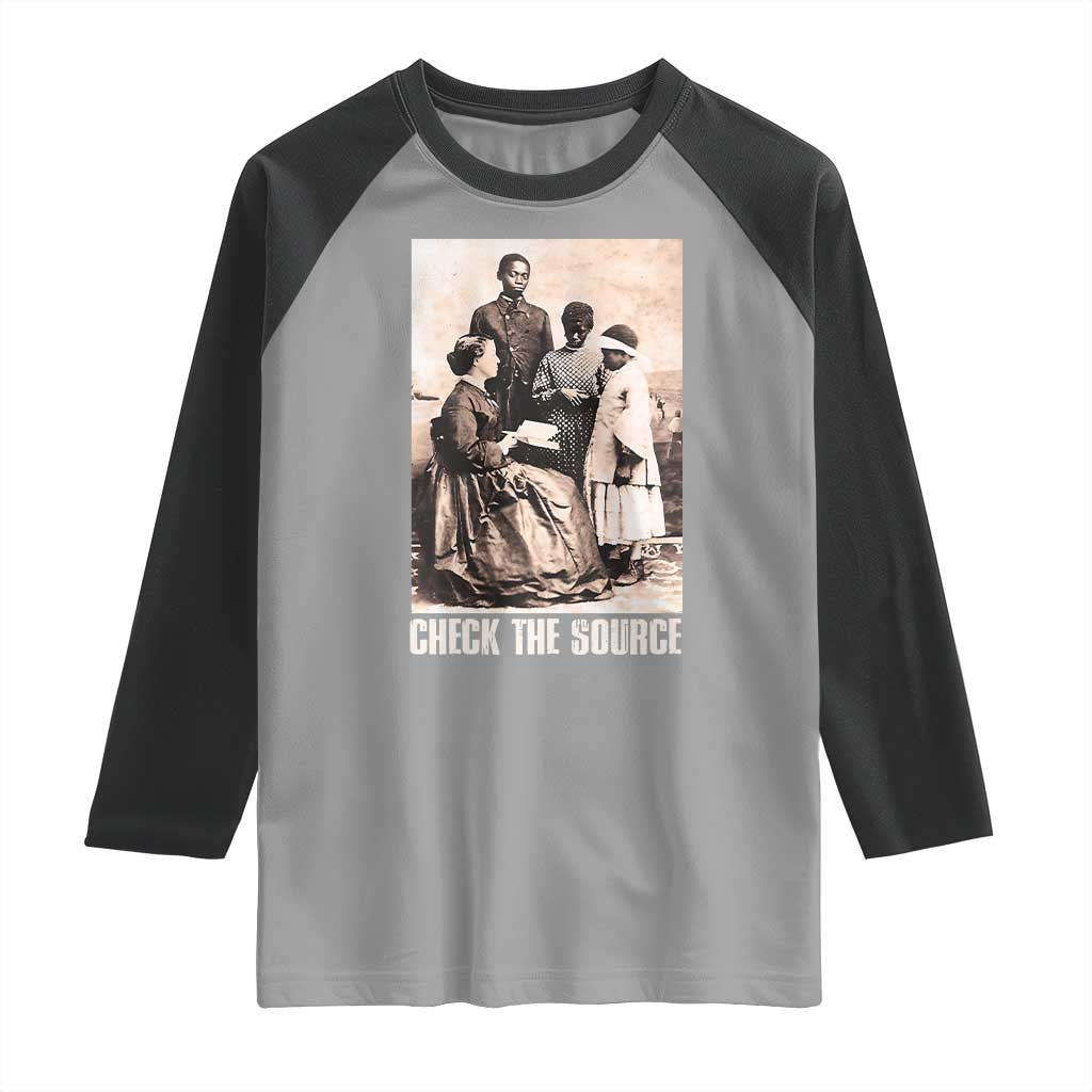 Black History Raglan Shirt Check the Source African American TS09 Sport Gray Black Print Your Wear