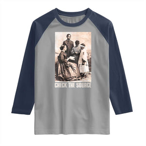Black History Raglan Shirt Check the Source African American TS09 Sport Gray Navy Print Your Wear