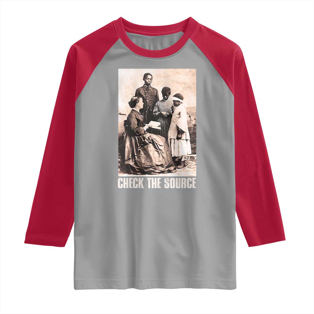 Black History Raglan Shirt Check the Source African American TS09 Sport Gray Red Print Your Wear
