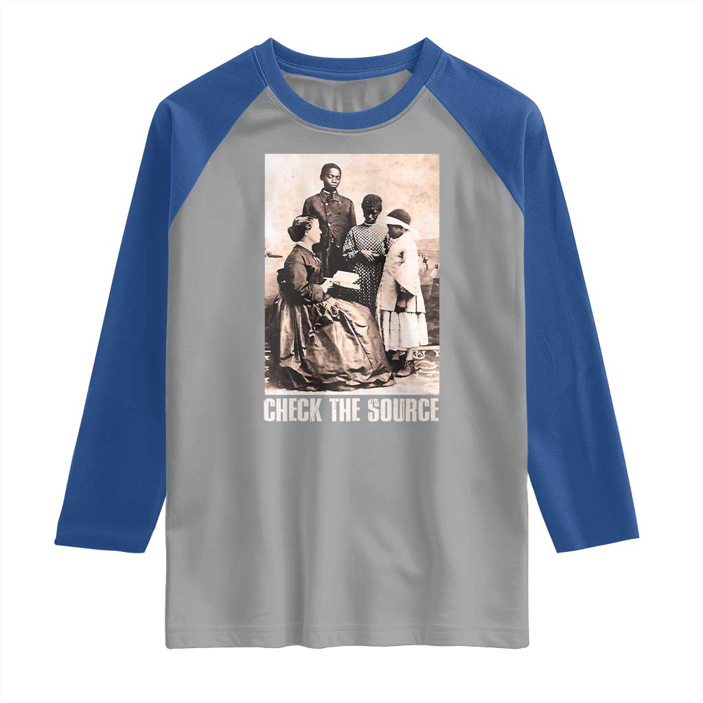 Black History Raglan Shirt Check the Source African American TS09 Sport Gray Royal Print Your Wear