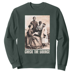 Black History Sweatshirt Check the Source African American TS09 Dark Forest Green Print Your Wear