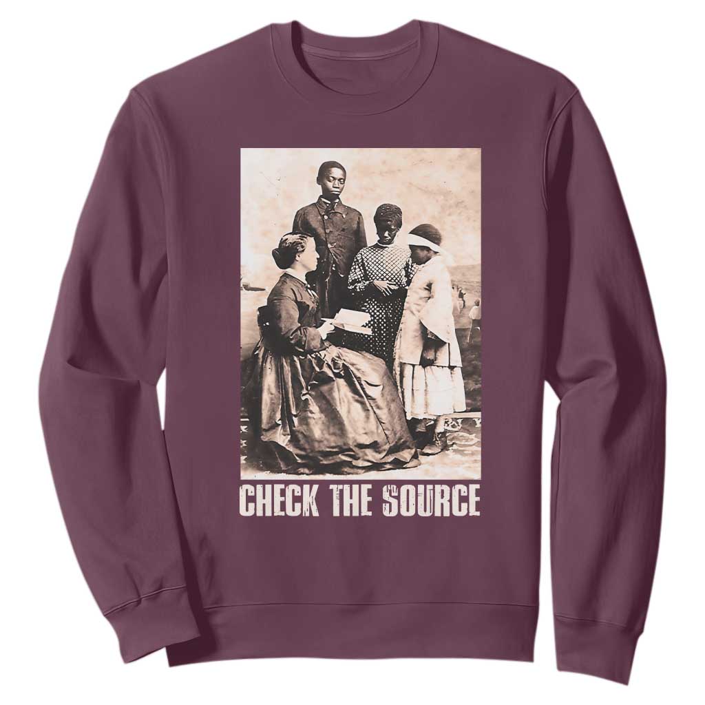Black History Sweatshirt Check the Source African American TS09 Maroon Print Your Wear