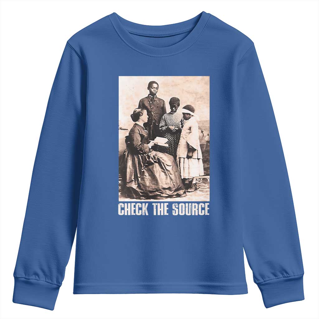 Black History Youth Sweatshirt Check the Source African American TS09 Royal Blue Print Your Wear