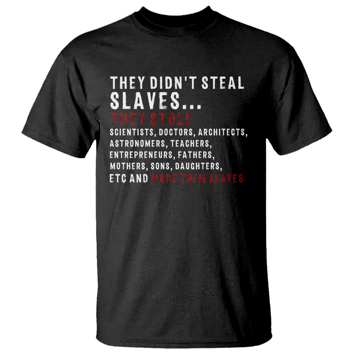 Black History T Shirt They Didn't Steal Slaves They Stolen And Made Them Slaves TS09 Black Print Your Wear