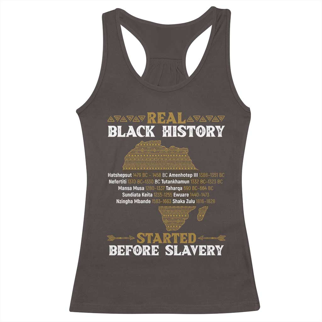 Real Black History Started Before Slavery Racerback Tank Top TS09 Dark Chocolate Print Your Wear