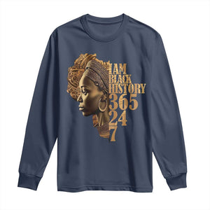 I Am Black History 365 24 7 Long Sleeve Shirt TS09 Navy Print Your Wear