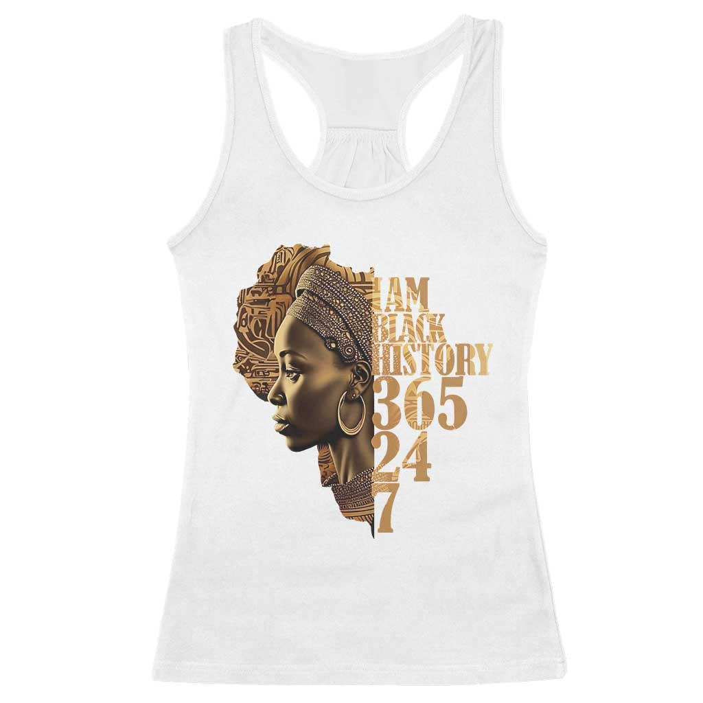 I Am Black History 365 24 7 Racerback Tank Top TS09 White Print Your Wear