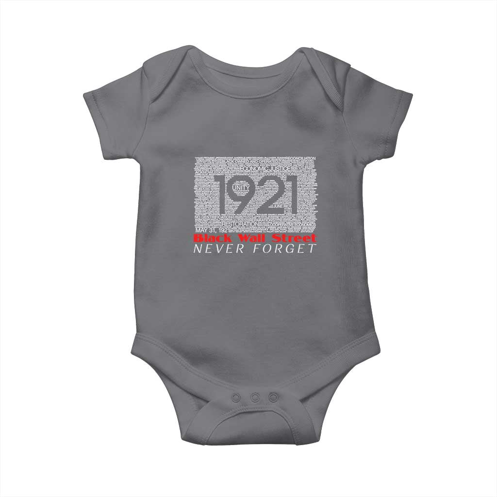 Black Wall Street Baby Onesie Never Forget 1921 Greenwood Tulsa Black History TS09 Charcoal Print Your Wear