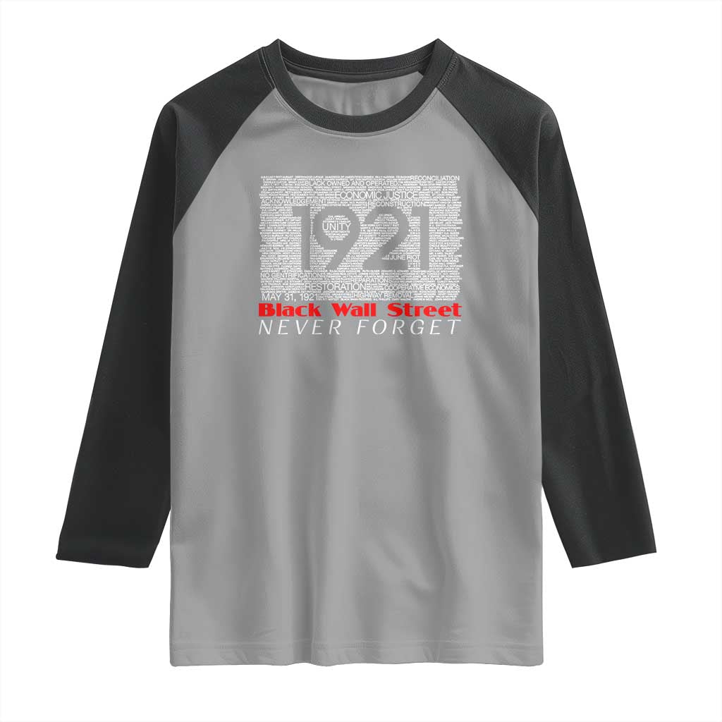 Black Wall Street Raglan Shirt Never Forget 1921 Greenwood Tulsa Black History TS09 Sport Gray Black Print Your Wear