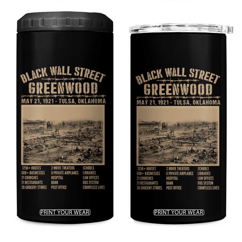 Black Wall Street 4 in 1 Can Cooler Tumbler Never Forget 1921 Tulsa Black History Retro TS09 One Size: 16 oz Black Print Your Wear