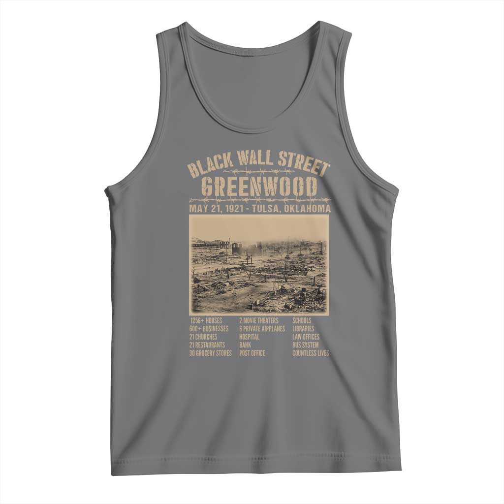 Black Wall Street Tank Top Never Forget 1921 Tulsa Black History Retro TS09 Black Heather Print Your Wear