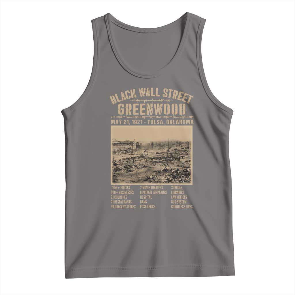 Black Wall Street Tank Top Never Forget 1921 Tulsa Black History Retro TS09 Deep Heather Print Your Wear