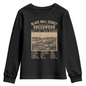 Black Wall Street Youth Sweatshirt - Never Forget 1921 Tulsa Black History Retro Heritage TS09 Black Print Your Wear