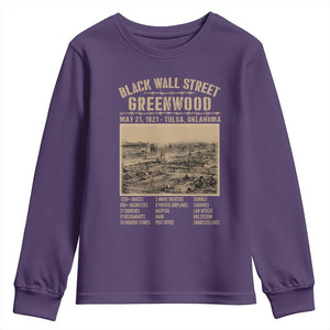 Black Wall Street Youth Sweatshirt - Never Forget 1921 Tulsa Black History Retro Heritage TS09 Purple Print Your Wear
