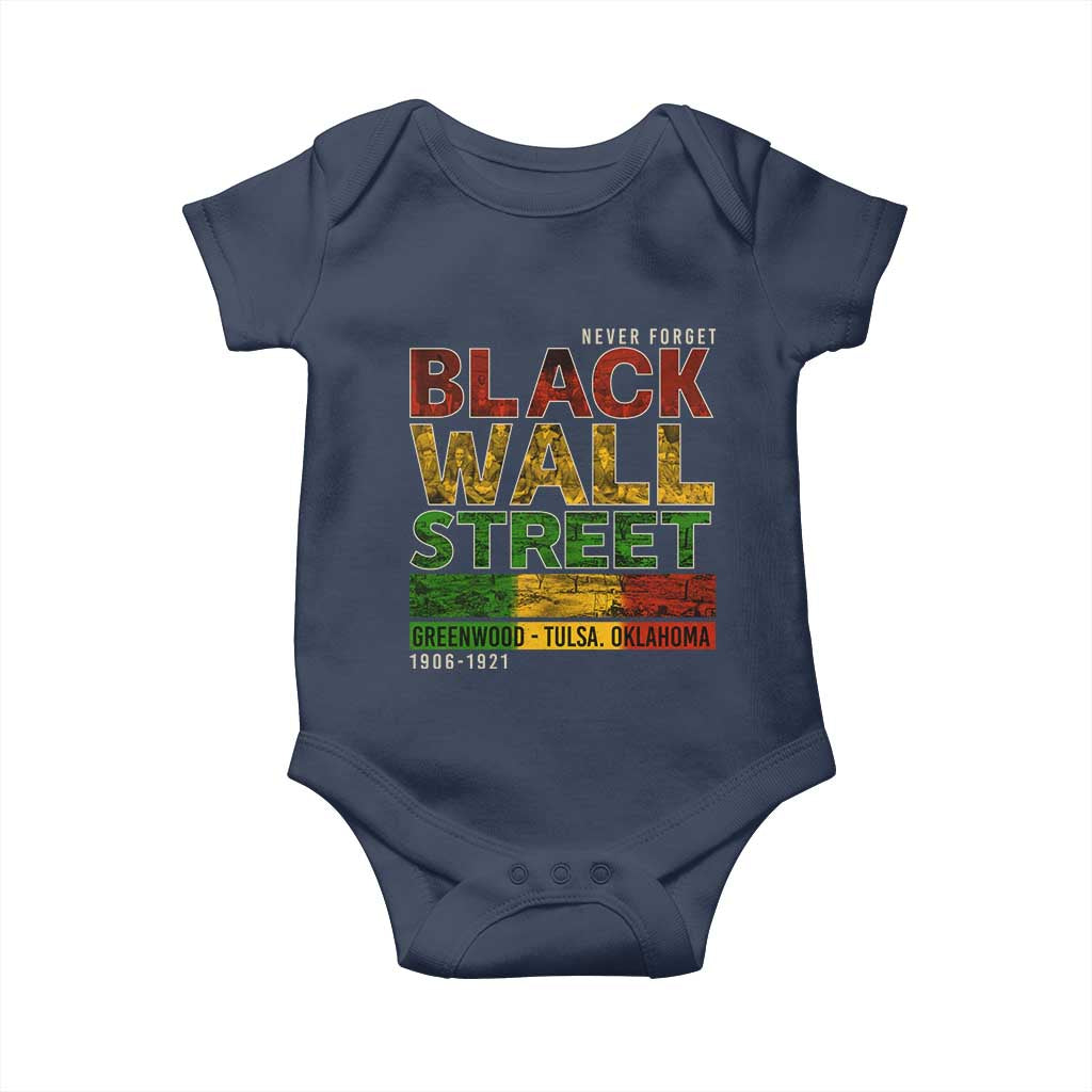 Never Forget Black Wall Street Baby Onesie Greenwood Tulsa Oklahoma Black History TS09 Navy Print Your Wear