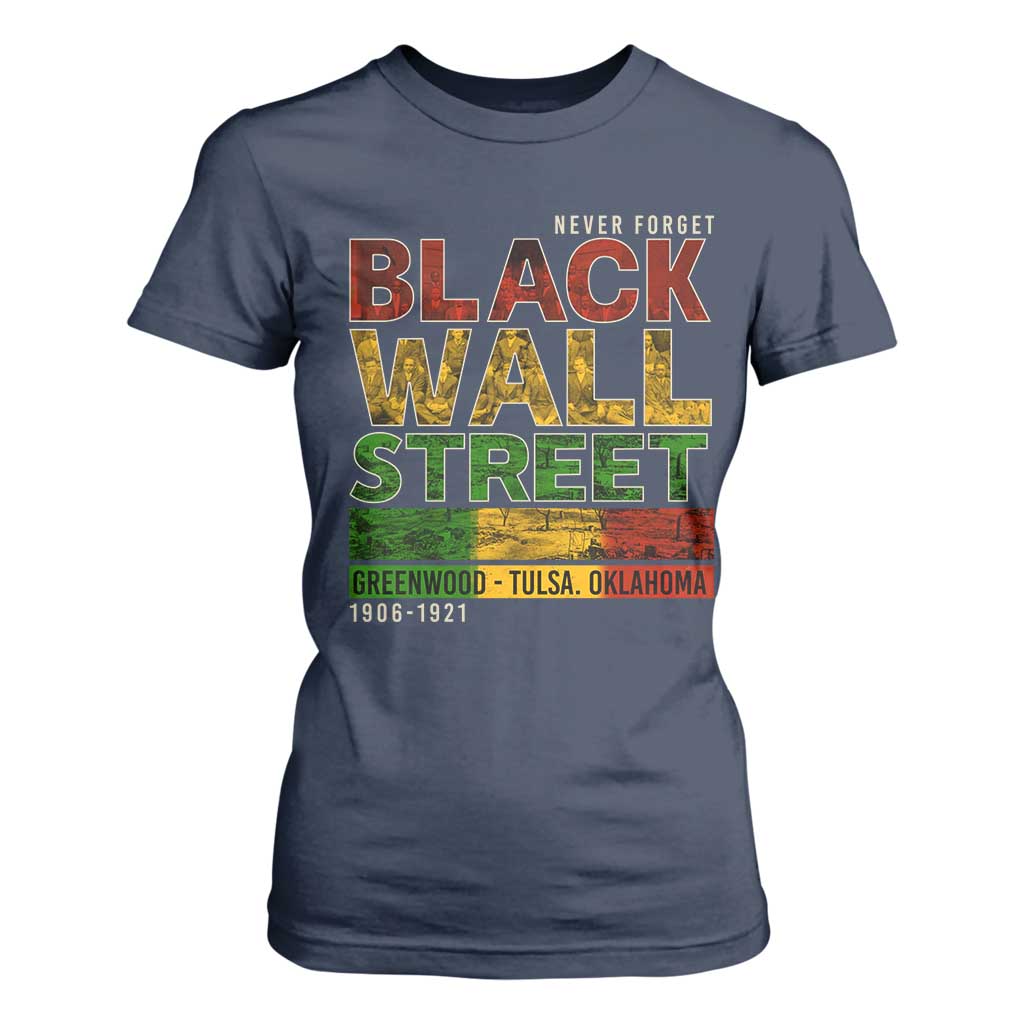 Never Forget Black Wall Street T Shirt For Women Greenwood Tulsa Oklahoma Black History TS09 Navy Print Your Wear