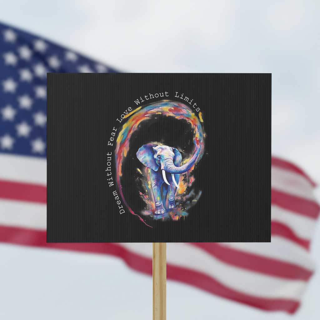 LGBTQ Ally Protest Sign Dream Without Fear Love Without Limits Rainbow Watercolor Elephant TS09 Horizontal 18