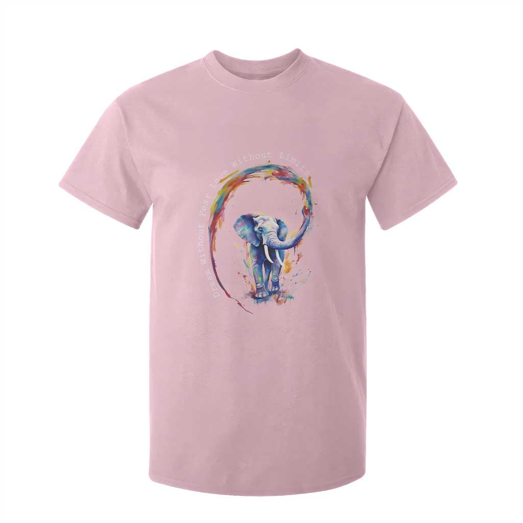 LGBTQ Ally T Shirt For Kid Dream Without Fear Love Without Limits Rainbow Watercolor Elephant TS09 Light Pink Print Your Wear