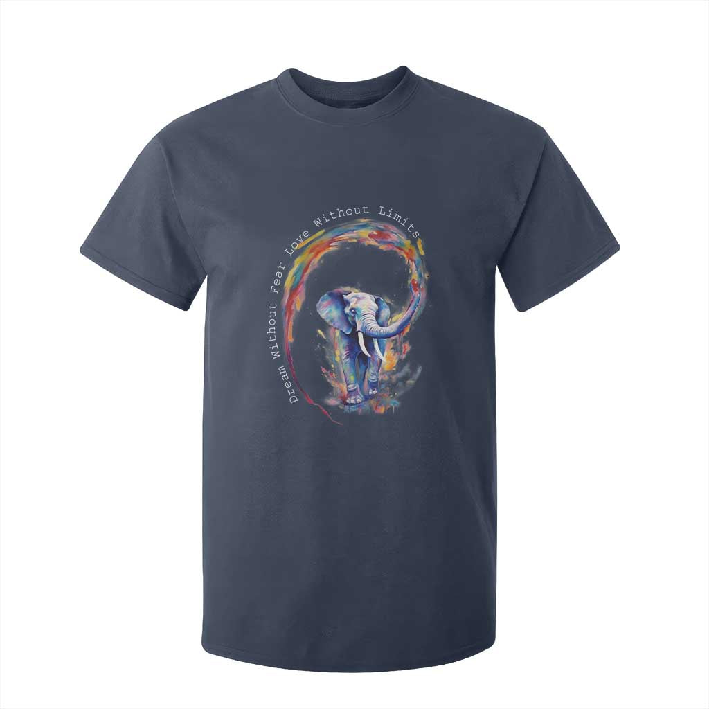 LGBTQ Ally T Shirt For Kid Dream Without Fear Love Without Limits Rainbow Watercolor Elephant TS09 Navy Print Your Wear