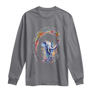 LGBTQ Ally Long Sleeve Shirt Dream Without Fear Love Without Limits Rainbow Watercolor Elephant TS09 Charcoal Print Your Wear