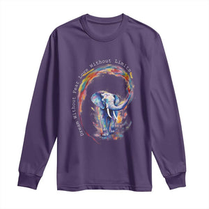 LGBTQ Ally Long Sleeve Shirt Dream Without Fear Love Without Limits Rainbow Watercolor Elephant TS09 Purple Print Your Wear