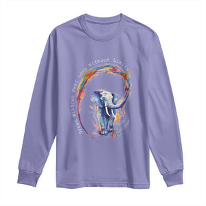 LGBTQ Ally Long Sleeve Shirt Dream Without Fear Love Without Limits Rainbow Watercolor Elephant TS09 Violet Print Your Wear
