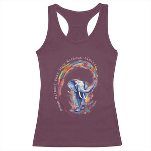 LGBTQ Ally Racerback Tank Top Dream Without Fear Love Without Limits Rainbow Watercolor Elephant TS09 Maroon Print Your Wear