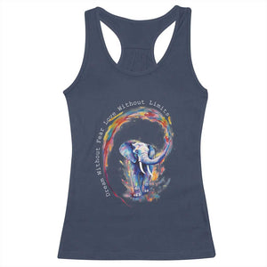 LGBTQ Ally Racerback Tank Top Dream Without Fear Love Without Limits Rainbow Watercolor Elephant TS09 Navy Print Your Wear