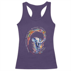 LGBTQ Ally Racerback Tank Top Dream Without Fear Love Without Limits Rainbow Watercolor Elephant TS09 Purple Print Your Wear