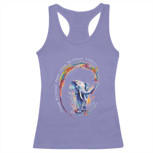 LGBTQ Ally Racerback Tank Top Dream Without Fear Love Without Limits Rainbow Watercolor Elephant TS09 Violet Print Your Wear