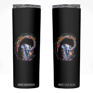 LGBTQ Ally Skinny Tumbler Dream Without Fear Love Without Limits Rainbow Watercolor Elephant TS09 Black Print Your Wear