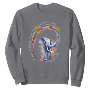 LGBTQ Ally Sweatshirt Dream Without Fear Love Without Limits Rainbow Watercolor Elephant TS09 Charcoal Print Your Wear